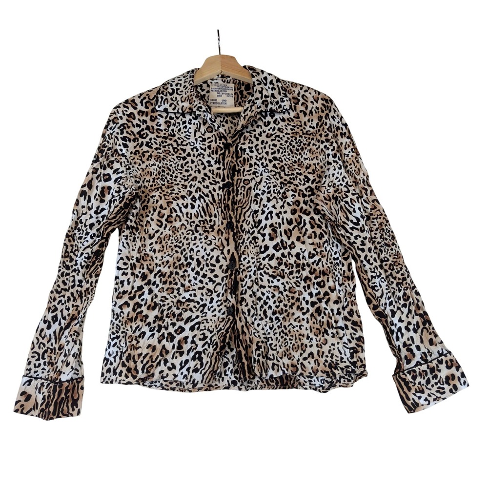 Baum und Pferdgarten Leopard Print Viscose Button Down Shirt Womens 36 Brown